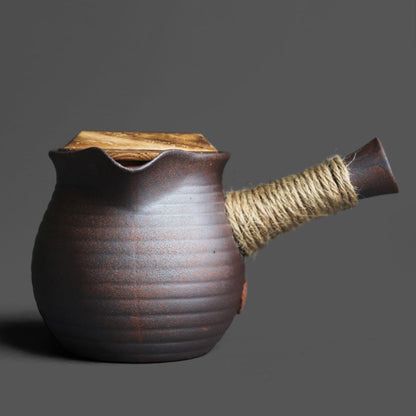 Ceramic Kyusu Teapot with Lid | Silver Gold Kiln Glaze