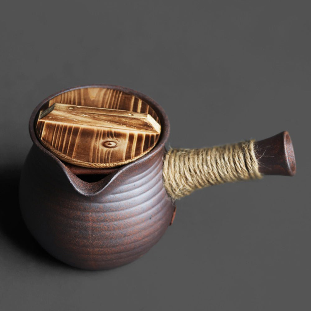 Ceramic Kyusu Teapot with Lid | Silver Gold Kiln Glaze