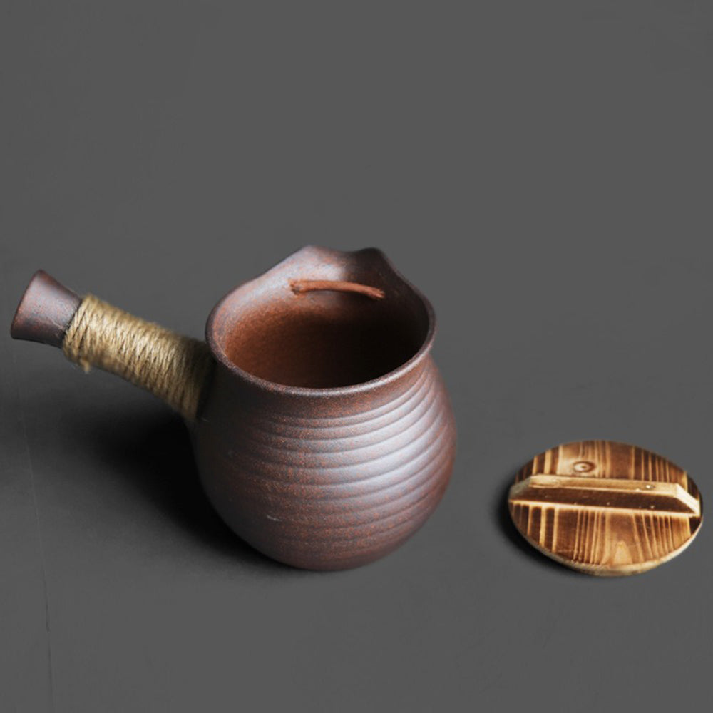 Ceramic Kyusu Teapot with Lid | Silver Gold Kiln Glaze