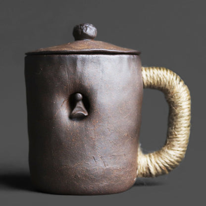 Rock Clay Filter Tea Cup with Lid | Handmade Zen
