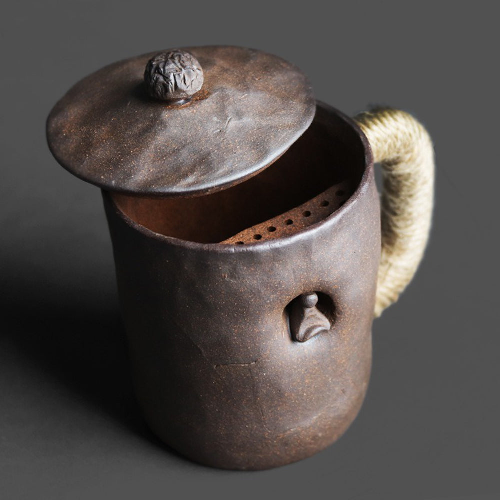 Rock Clay Filter Tea Cup with Lid | Handmade Zen