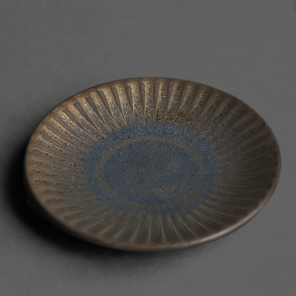 Coarse Pottery Tea Cup With Saucer Black Gold Kiln