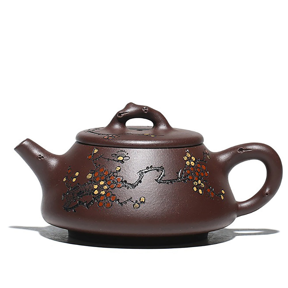 Teapot Hand-Carved Plum Blossom – 240ml Stone Scoop Zisha