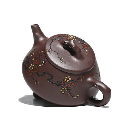 Teapot Hand-Carved Plum Blossom – 240ml Stone Scoop Zisha