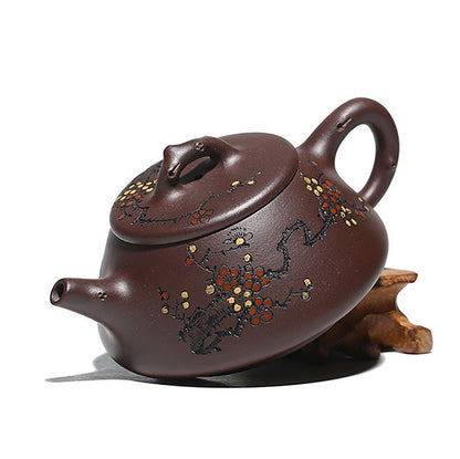 Teapot Hand-Carved Plum Blossom – 240ml Stone Scoop Zisha