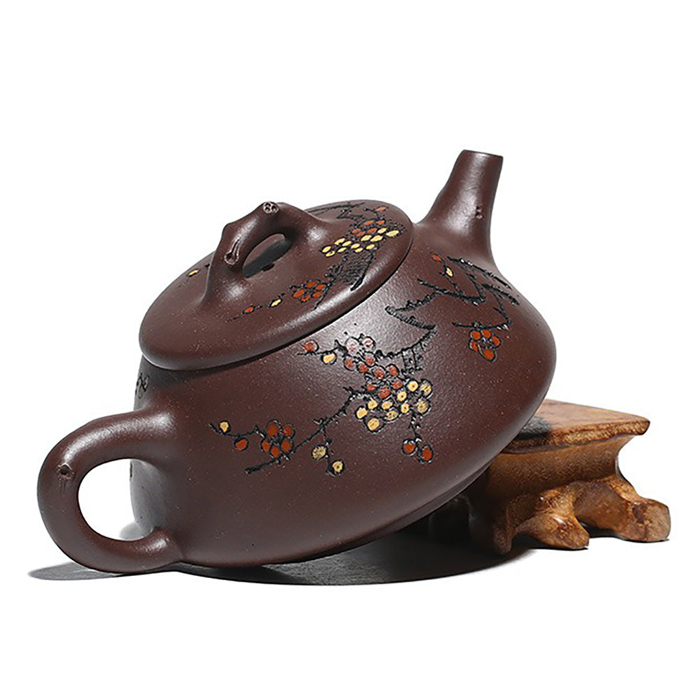 Teapot Hand-Carved Plum Blossom – 240ml Stone Scoop Zisha