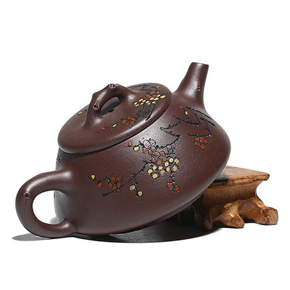 Teapot Hand-Carved Plum Blossom – 240ml Stone Scoop Zisha