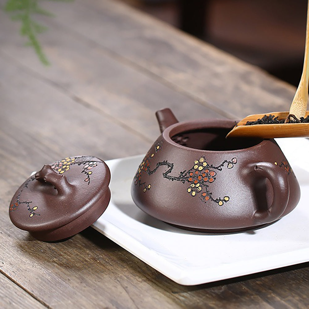 Teapot Hand-Carved Plum Blossom – 240ml Stone Scoop Zisha