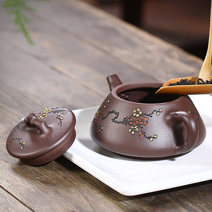 Teapot Hand-Carved Plum Blossom – 240ml Stone Scoop Zisha