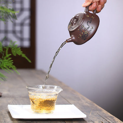 Teapot Hand-Carved Plum Blossom – 240ml Stone Scoop Zisha
