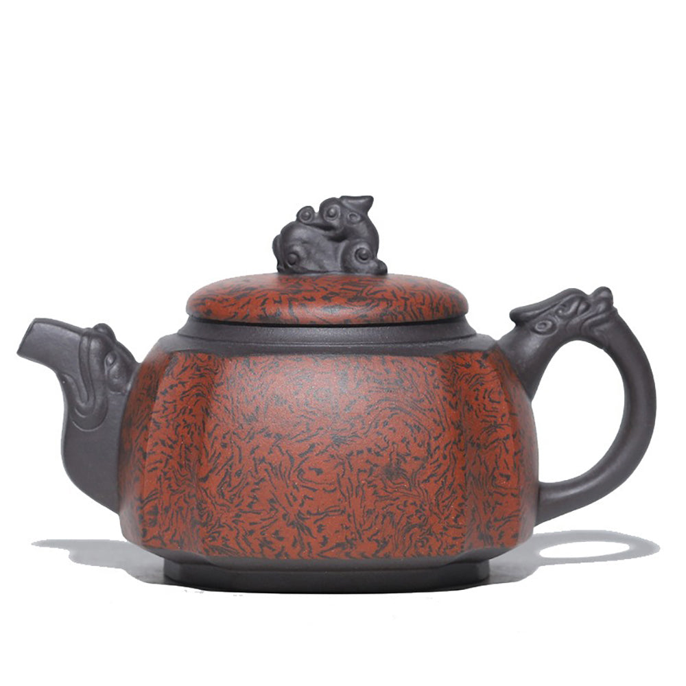 Purple Clay Teapot Dragon Motif Twisted Clay Yixing 320ml