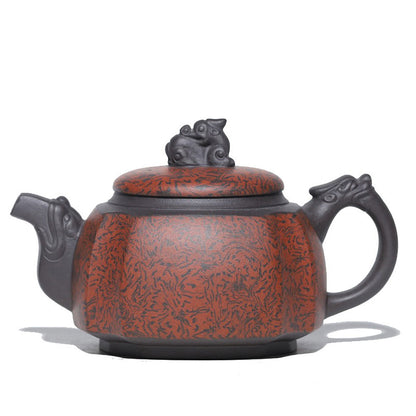 Purple Clay Teapot Dragon Motif Twisted Clay Yixing 320ml