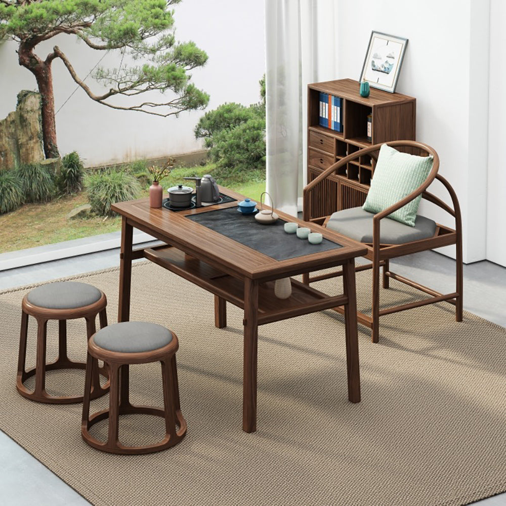 Elm Wood Tea Table Set Ming Style Ice Tray Edge 5-Piece
