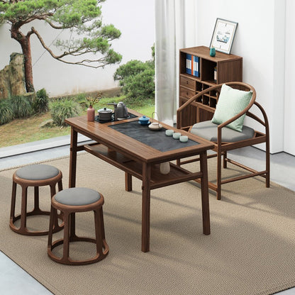 Elm Wood Tea Table Set Ming Style Ice Tray Edge 5-Piece