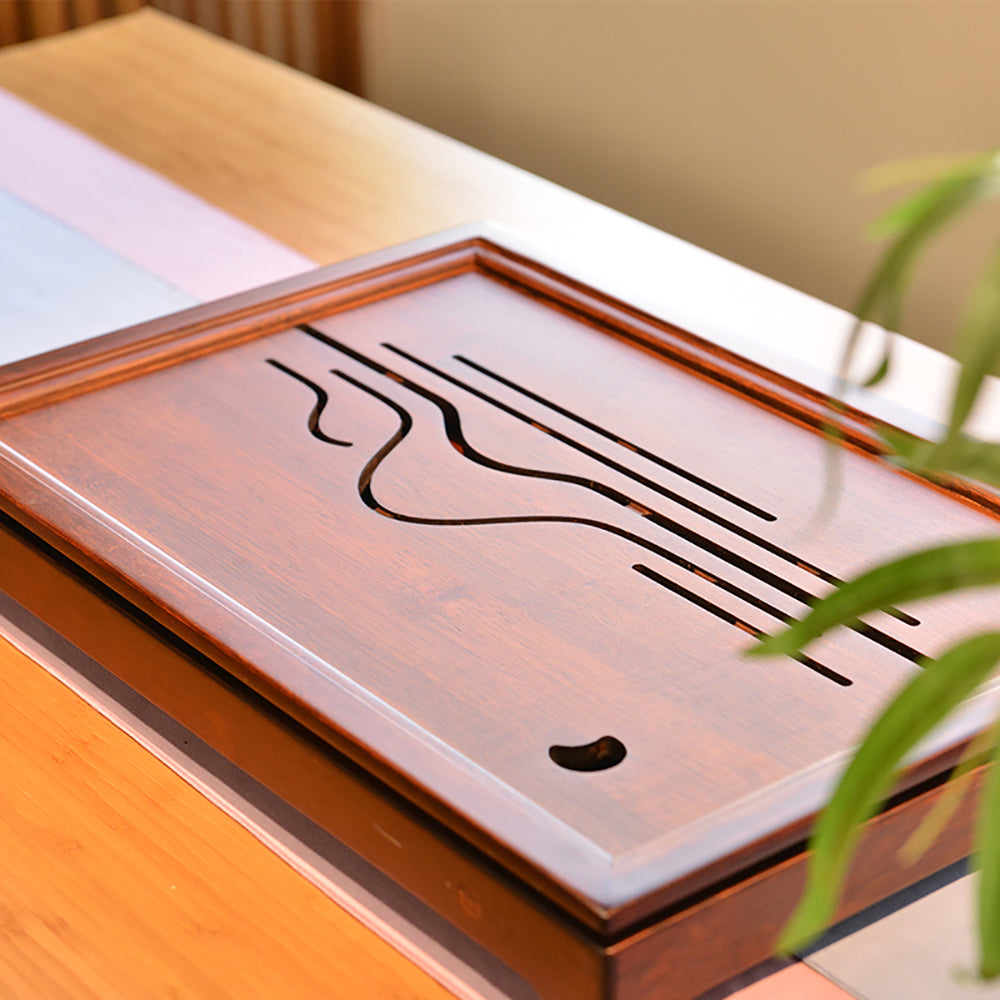 Bamboo Tea Tray Hollow Mountain Moon Nan Bamboo Drainage