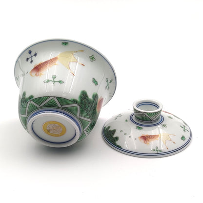 Goldfish Gaiwan Porcelain Tea Cup Enamel Polychrome