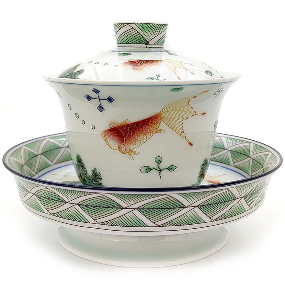 Goldfish Gaiwan Porcelain Tea Cup Enamel Polychrome