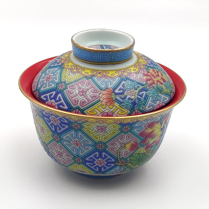 Gaiwan Enamel Color Peony Porcelain – 200ml Plum Blossom Tea Bowl