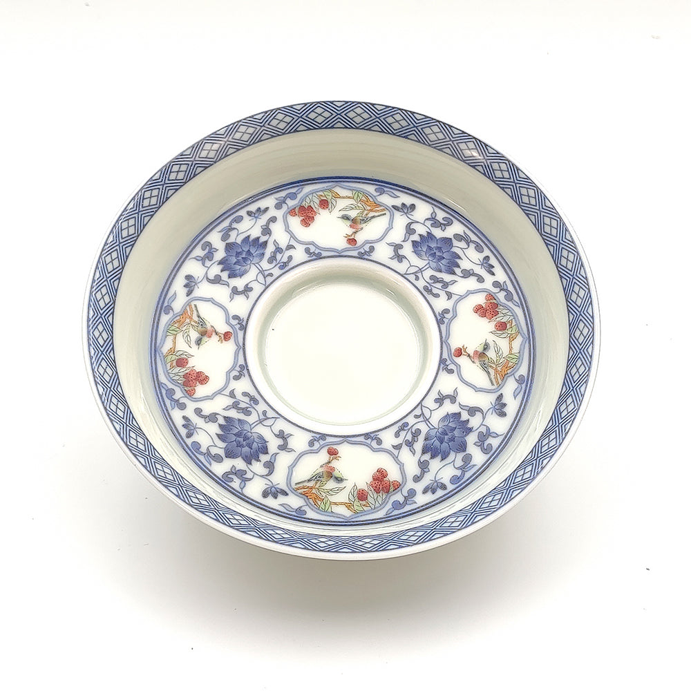 Gaiwan 180ml – Blue & White Porcelain with Red Underglaze Magpie