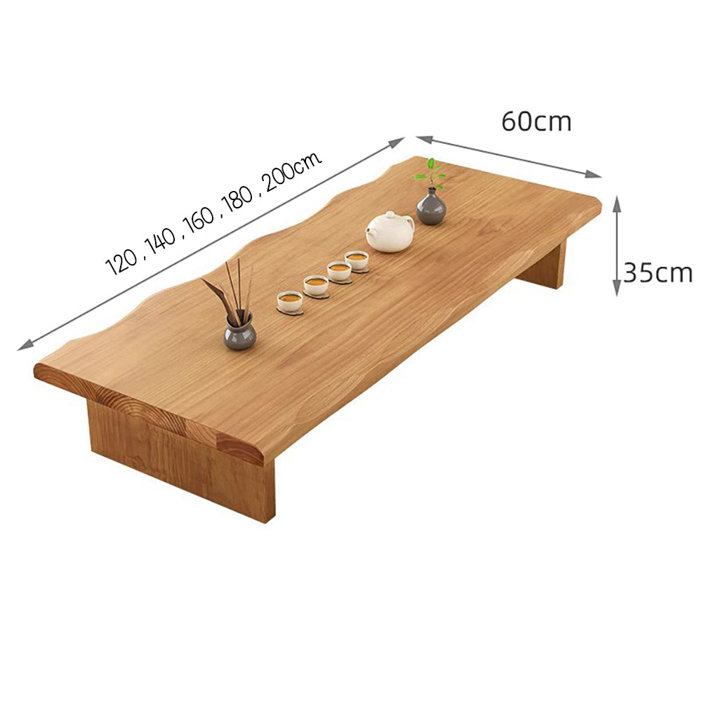 Tatami Tea Table Set Pine Wood Low Table Chair Cushion Storage