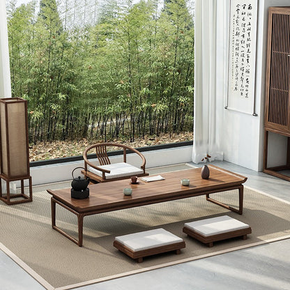 Elm Wood Tatami Tea Table Set Japanese Low Floor Table & Chairs