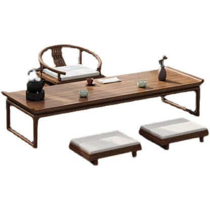 Elm Wood Tatami Tea Table Set Japanese Low Floor Table & Chairs