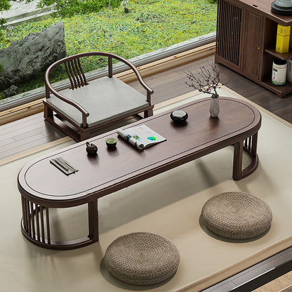 Japanese Low Tea Table Set | Solid Walnut Wood Floor Seating Tatami Chair Set