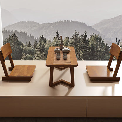 Bamboo Tea Table Set Low Japanese Floor Table & 2 Chairs