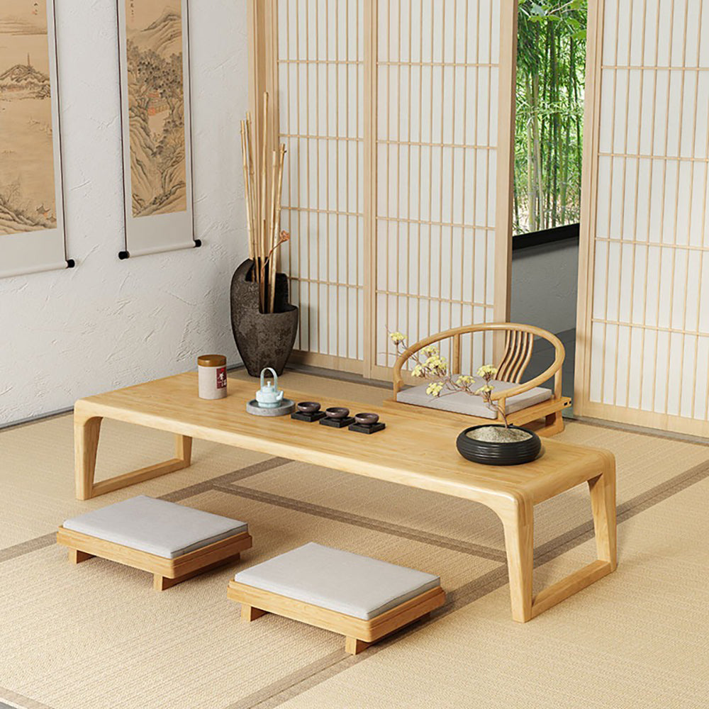 Elm Wood Tatami Tea Table Set with Chairs Low Table