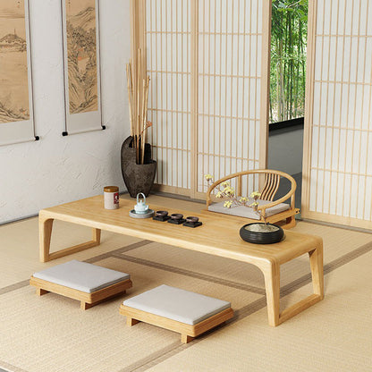 Elm Wood Tatami Tea Table Set with Chairs Low Table