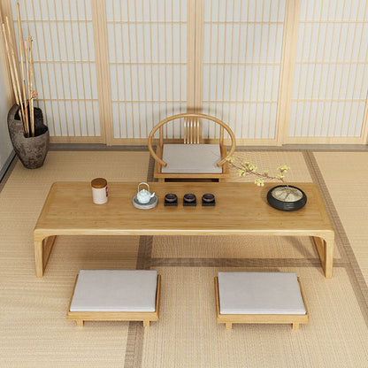 Elm Wood Tatami Tea Table Set with Chairs Low Table
