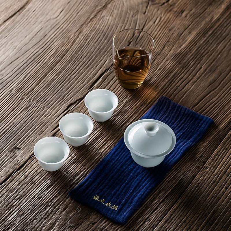 Travel Tea Set Gaiwan Porcelain with Bag – 7-Piece Portable