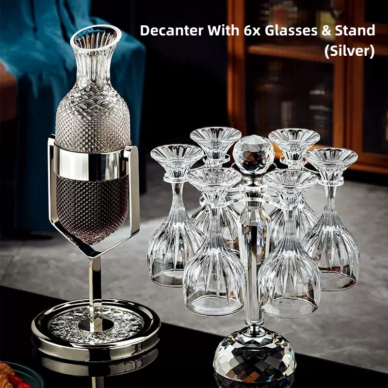 Crystal Wine Decanter Set with Stand & Glasses – Pendulum