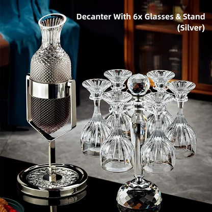Crystal Wine Decanter Set with Stand & Glasses – Pendulum