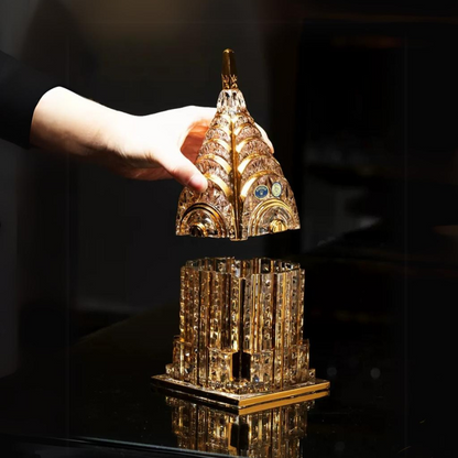 Bohemian Crystal Castle Keepsake Box | Gold Trim | Czech Handcrafted
