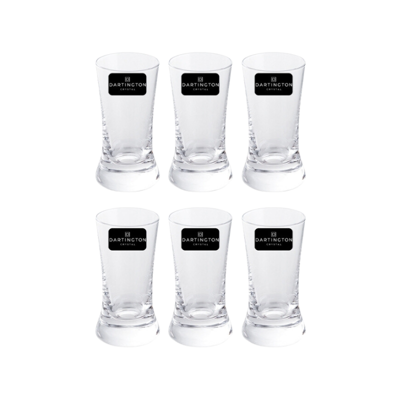 Shot Glasses Set Dartington Royal Crystal with Blue Cream Jug – Lead-Free Spirits Set Made in England