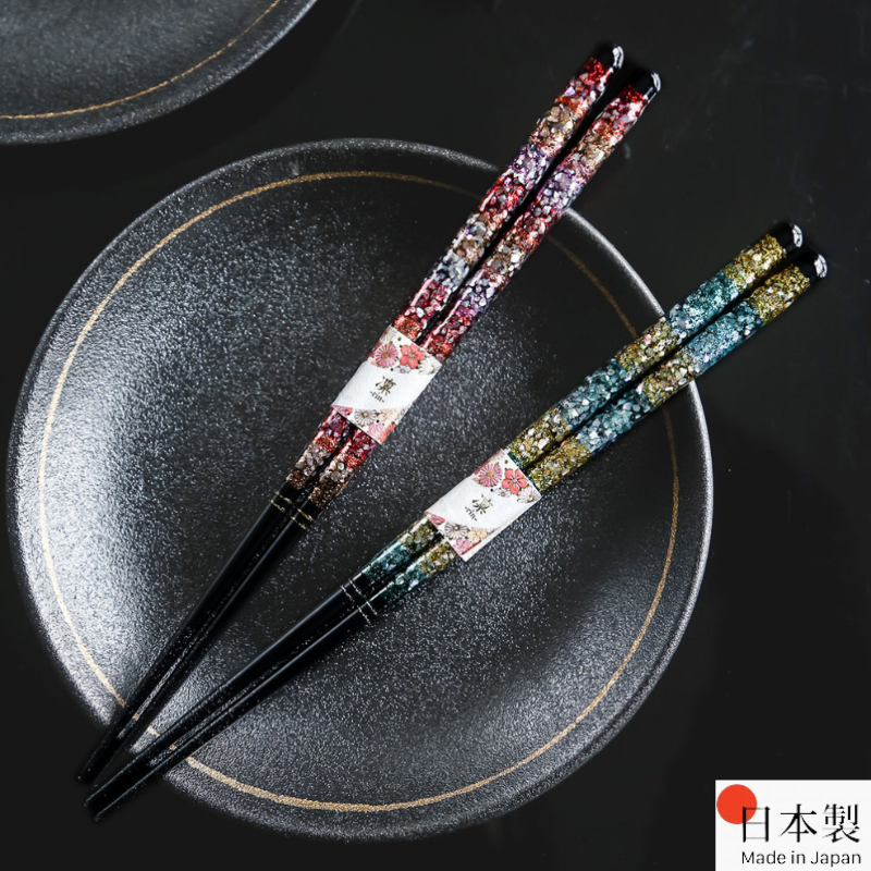 Chopsticks | Starry Night Handcrafted Japanese Solid Wood Silver Blossom Design