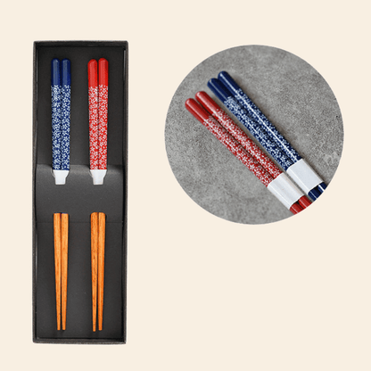 Chopsticks Set of 2 | Sakura Handcrafted Wooden Japanese Chopsticks Gift Box