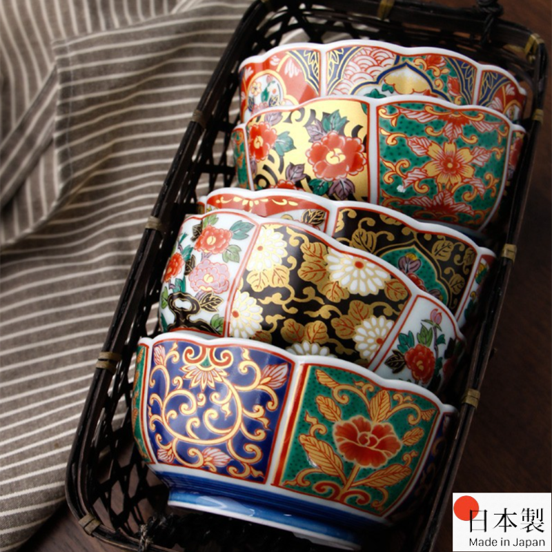 Bowl Set of 5 | Japanese Mino Ware Court Dyed Ceramic Dishwasher Safe