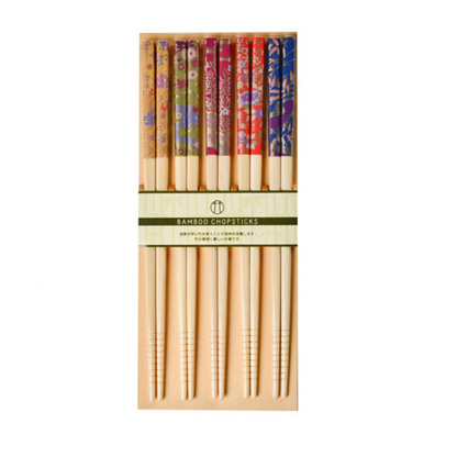 Bamboo Chopsticks Set Botanical Japanese Handcrafted 5 Pairs Gift