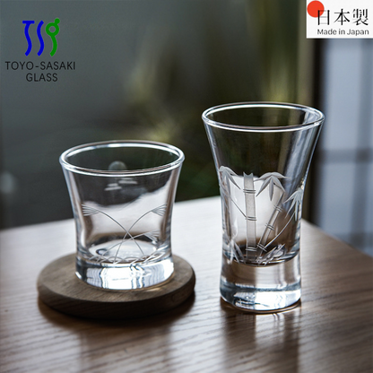 Masu Sake Cup | Japanese Artisan Glass Sake Cup with Wooden Masu