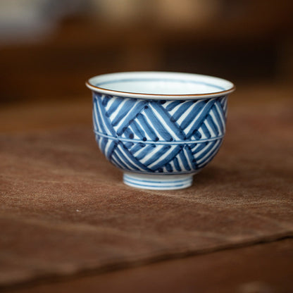 Tea Cup Set of 5 – Hasami Ware Ruriei no Tori Blue Glaze