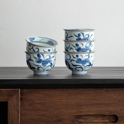 Japanese Tea Cup Set of 5 – Hasami Ware Aizome Indigo