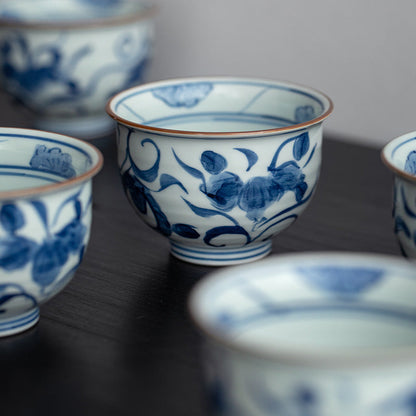 Japanese Tea Cup Set of 5 – Hasami Ware Aizome Indigo