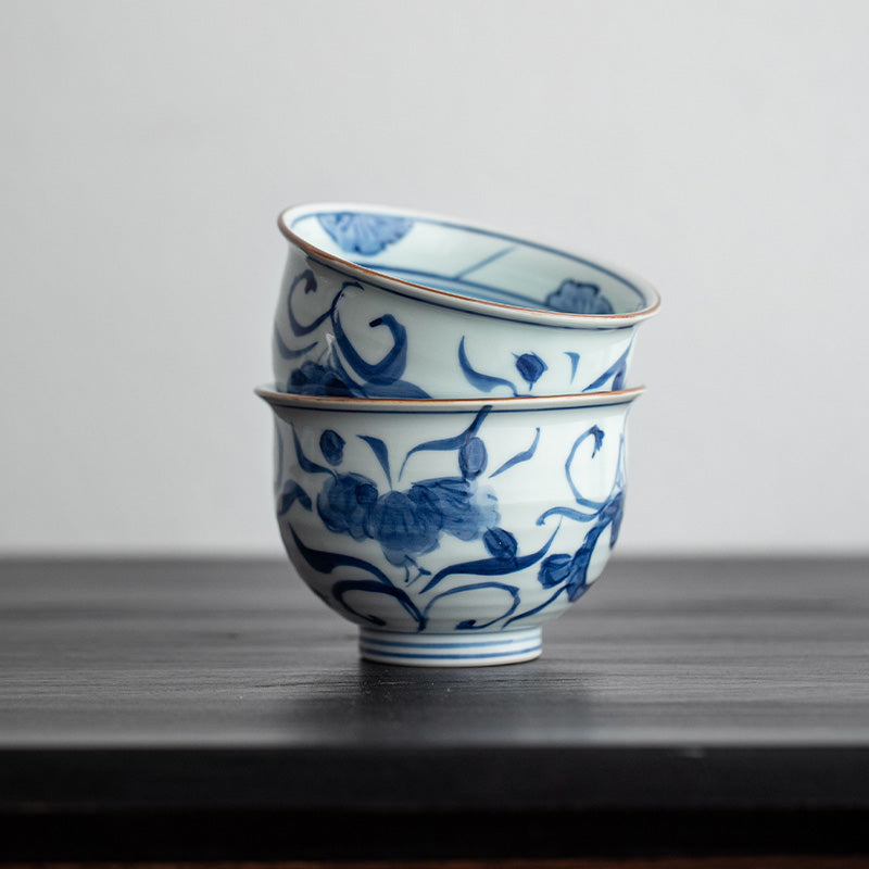 Japanese Tea Cup Set of 5 – Hasami Ware Aizome Indigo