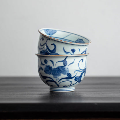 Japanese Tea Cup Set of 5 – Hasami Ware Aizome Indigo