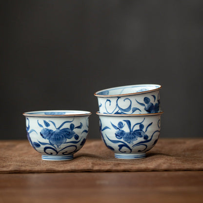 Japanese Tea Cup Set of 5 – Hasami Ware Aizome Indigo