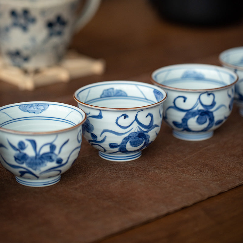 Japanese Tea Cup Set of 5 – Hasami Ware Aizome Indigo