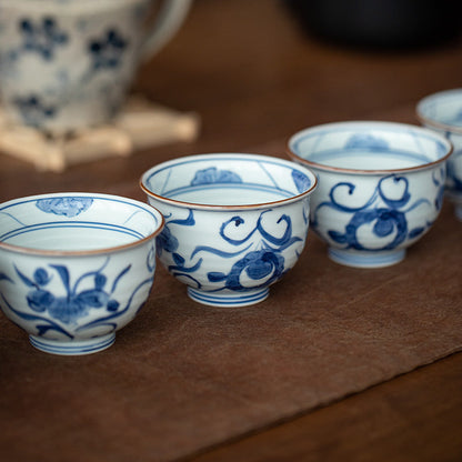 Japanese Tea Cup Set of 5 – Hasami Ware Aizome Indigo