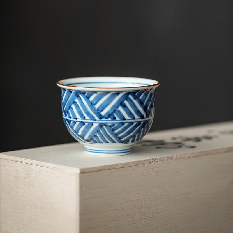 Tea Cup Set of 5 – Hasami Ware Ruriei no Tori Blue Glaze